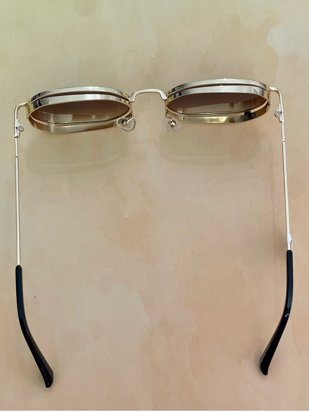 Free People Gold Doble Frame Brown Lens Square-Rounded Sunglasses - Picture 7 of 13